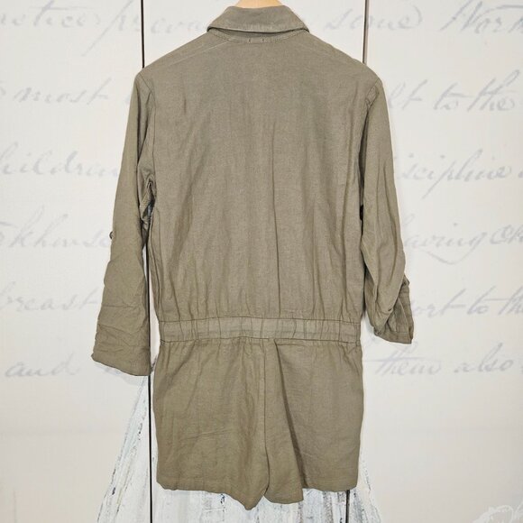 NWT Monrow Romper Size XS 100% Cotton Roll Tab Sleeve - Picture 3 of 12